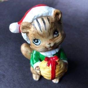 Holiday Chipmunk China Figurine VINTAGE!